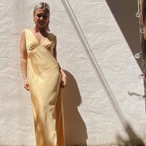 MESHKI SATIN YELLOW DRESS